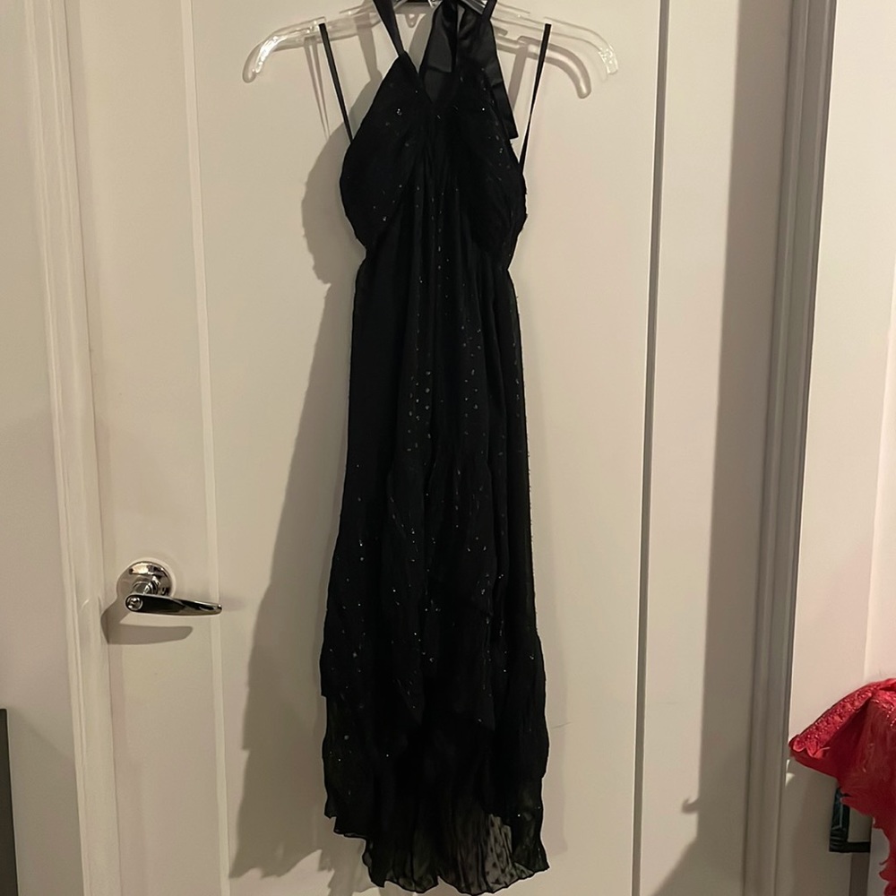 H&M Black Polka Dot Shimmer Halter Dress